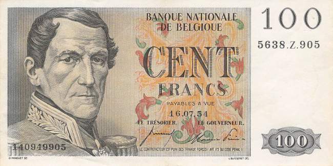 100 Franc 1954 p.129b